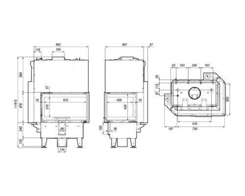 Топка DEFRO HOME RIVA SM BL G SHORT, 16кВт, 756/478/500мм, угловое стекло слева, с водяным контуром, гильотина Defro (Польша)