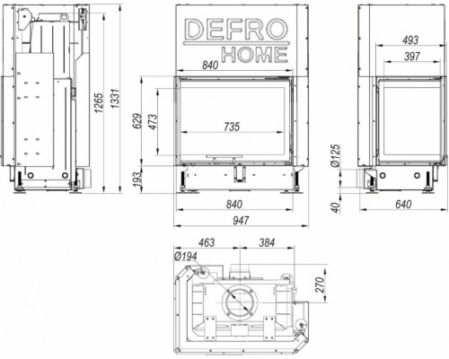 Топка DEFRO HOME PORTAL ME BP G, 12кВт, 840/629/493мм Defro (Польша)