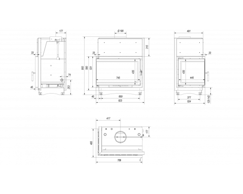 Топка с водяным контуром Oliwia/PW/BL/22/BS/W/DECO, Г-образное стекло слева, змеевик Kratki (Польша)