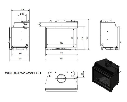 Топка с водяным контуром Wiktor/PW/12/W/DECO Kratki (Польша)