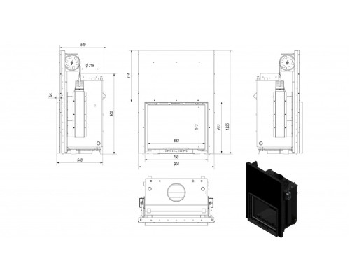 Топка с водяным контуром AMELIA/PW/30/G/W, гильотина Kratki (Польша)