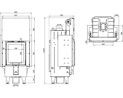 Топка DEFRO HOME INTRA XSM G, 8 кВт, 444/552мм, гильотина Defro (Польша)