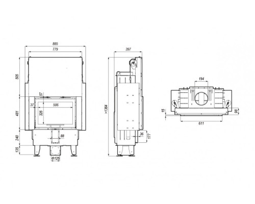 Топка DEFRO HOME INTRA SM G SLIM, 6 кВт, 611/481мм, гильотина Defro (Польша)