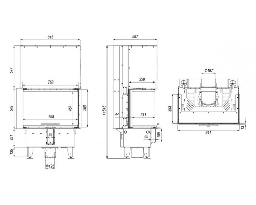 Топка DEFRO HOME INTRA SM C G, 10 кВт, 841/549/393мм, трехсторонний, гильотина Defro (Польша)