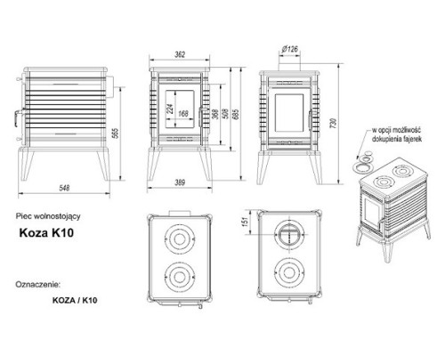 Чугунная печь Kratki Koza/K10 Kratki (Польша)