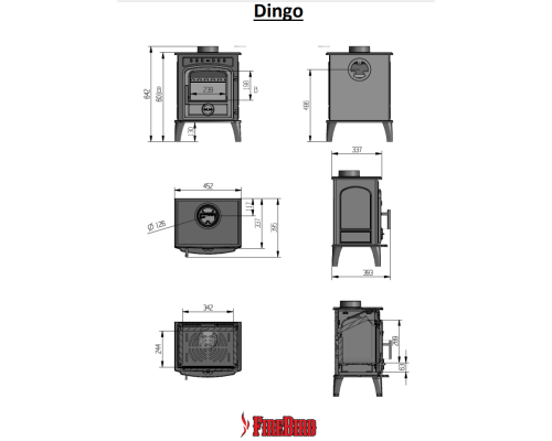 Печь-камин Dingo 5 кВт FireBird (Россия)