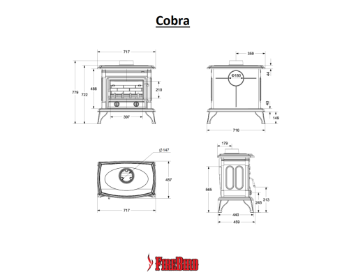 Печь-камин Cobra 13 кВт FireBird (Россия)