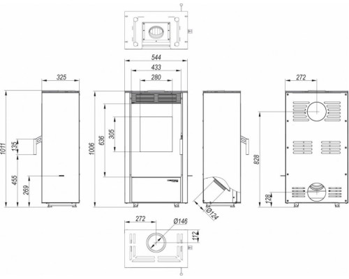 Печь DEFRO HOME VIVA 6кВт, черная сталь Defro (Польша)