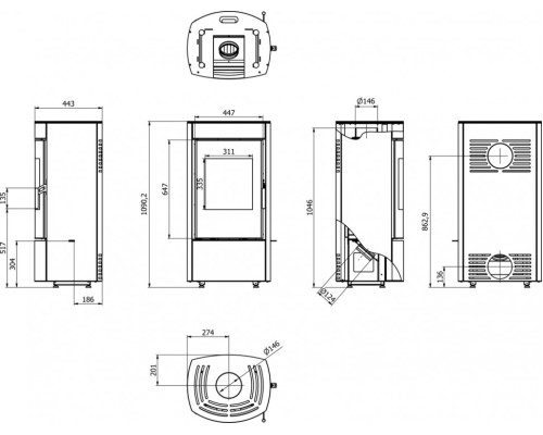 Печь DEFRO HOME CERES 6кВт, коричневая сталь Defro (Польша)