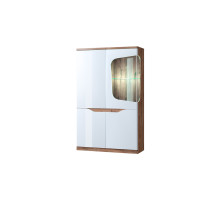 Шкаф с витриной 1V3D P, EVORA, цвет дуб веллингтон\белый