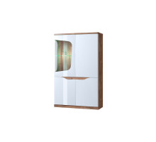 Шкаф с витриной 1V3D L, EVORA, цвет дуб веллингтон\белый