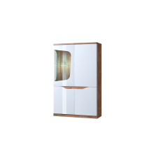 Шкаф с витриной 1V3D L, EVORA, цвет дуб веллингтон\белый