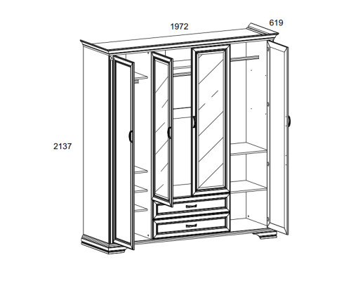 Шкаф 4D2S Z , MONAKO, цвет Сосна винтаж