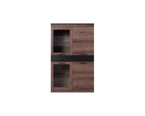 Шкаф с витриной 2V2D1S, JAGGER, цвет Дуб монастырский /Черный