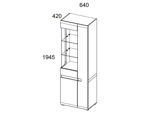 Шкаф с витриной 3D/TYP 01L, LINATE ,цвет белый/сонома трюфель