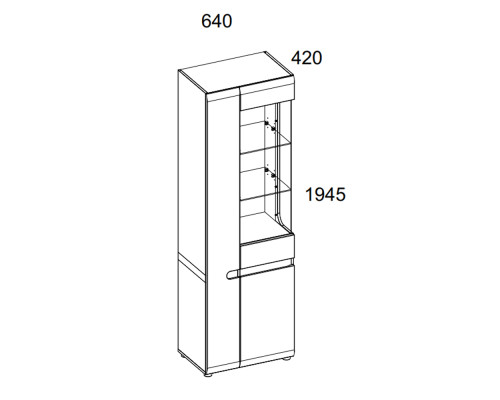 Шкаф с витриной 3D/TYP 01P, LINATE ,цвет белый/сонома трюфель