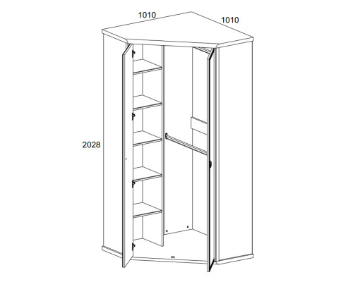 Шкаф угловой 2D, MAGELLAN, цвет Сосна винтаж