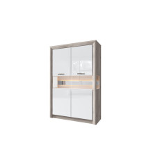Шкаф с витриной 2V, ORLANDO , цвет каштан найроби/белый глянец