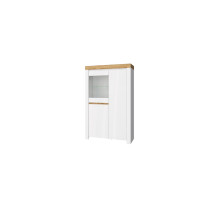 Шкаф с витриной 1V2D, TAURUS, цвет белый\дуб вотан