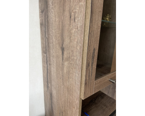 Шкаф с витриной 1V1D1SN, JAGGER, цвет Дуб монастырский /Черный